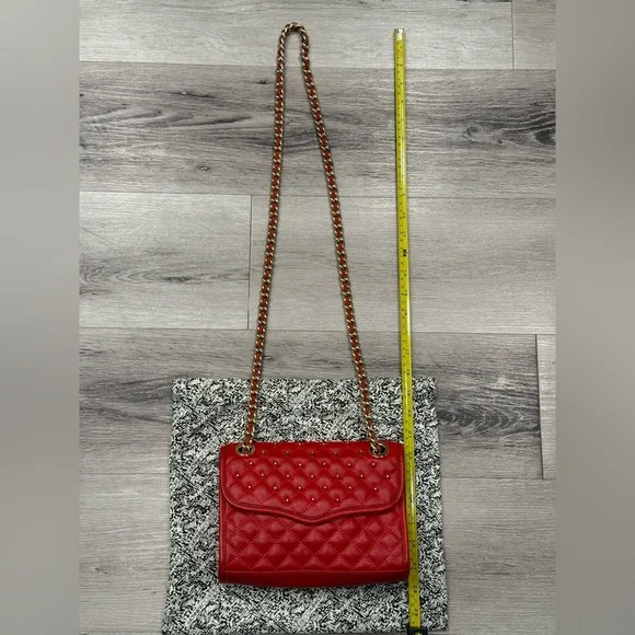 REBECCA MINKOFF Mini Studded/Quilted ‘Affair’ Chain Strap Bag Red w/ Gold Studs - Picture 7 of 11